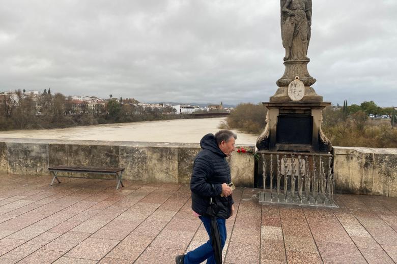 Río Guadalquivir a su paso por Córdoba tras la borrasca Leonardo