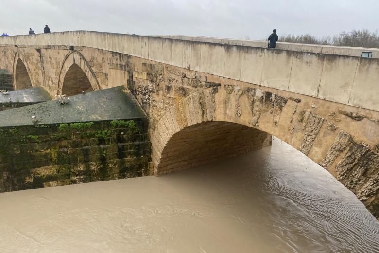 Río Guadalquivir a su paso por Córdoba tras la borrasca Leonardo