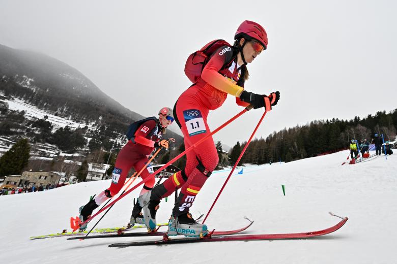 Ana Alonso, durante el relevo mixto en el que España logró el bronce