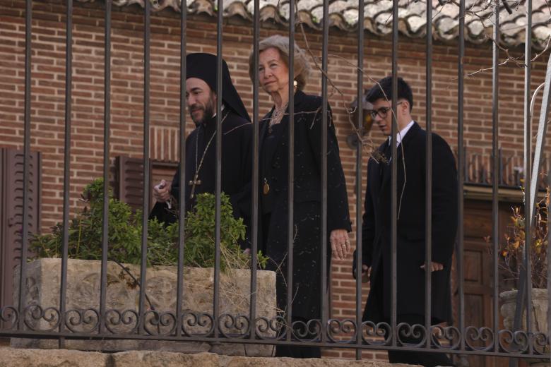Emeritus Queen Sofia and Cristina de Borbon during funeral Irene de Grecia in Madrid on Tuesday, 24 February 2026.
