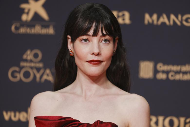 Nieves Álvarez posing on a red carpet in a white gown during Goya Awards 2026 in Barcelona, Spain, on Saturday, 28 February 2026.