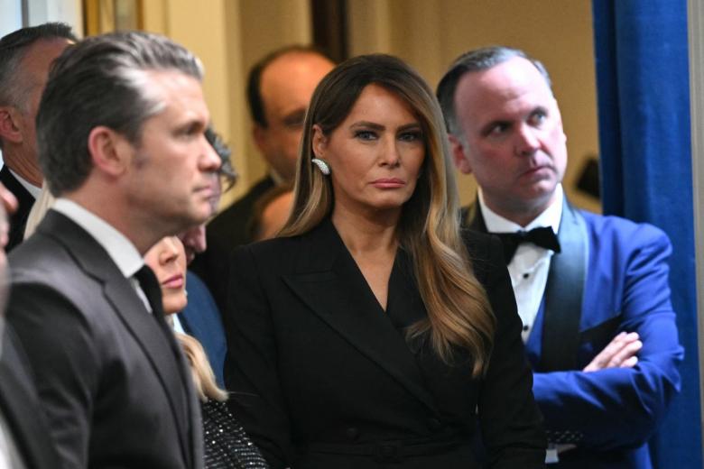 Melania Trump, durante la comparecencia de prensa de su marido, Donald Trump, tras el tercer intento de atentado contra él de los últimos tres años.