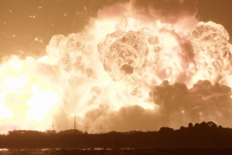 Momento de la explosión del New Glenn de Blue Origin