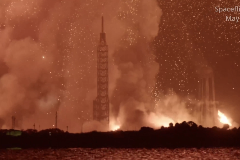 Momento de la explosión del New Glenn de Blue Origin