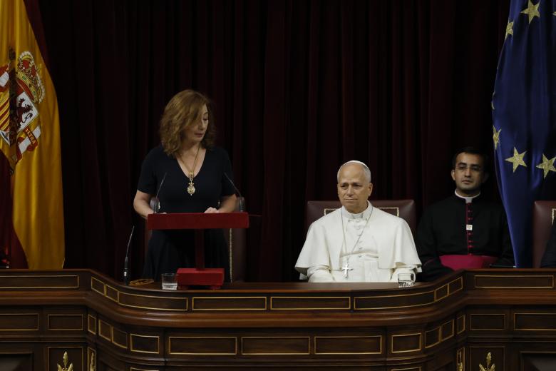 La presidenta del Congreso, Francina Armengol, ha precedido con otro discurso al Papa León XIV