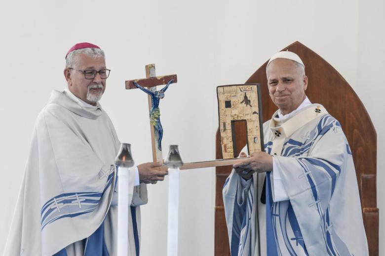 El papa León XIV celebra una santa misa con la imagen de Nuestra Señora de Portosalvo