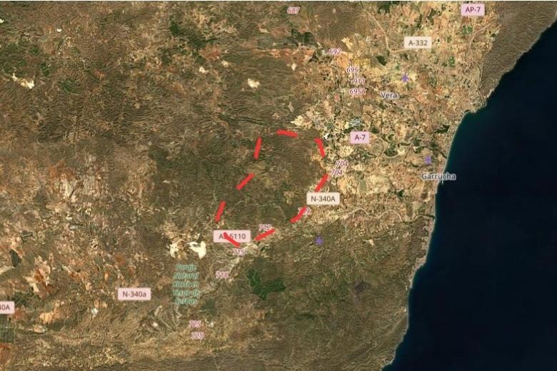Imagen del incendio de Los Gallardos ofrecida por Copernicus