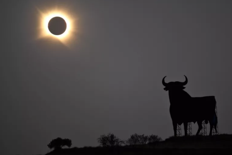 La corona solar resplandece mientras la Luna oculta totalmente el Sol durante la fase de totalidad del eclipse solar total, visto desde San Asensio, en la región de La Rioja.
La corona solar resplandece mientras la Luna oculta totalmente el Sol durante la fase de totalidad del eclipse solar total, visto desde San Asensio, en la región de La Rioja.

La corona solar resplandece mientras la Luna oculta totalmente el Sol durante la fase de totalidad del eclipse solar total, visto desde San Asensio, en la región de La Rioja.