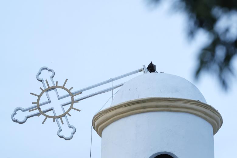 Fotografía de la Catedral San Juan Bautista que fue afectada por el terremoto de magnitud 7,7 que sacudió el sureste de Panamá.