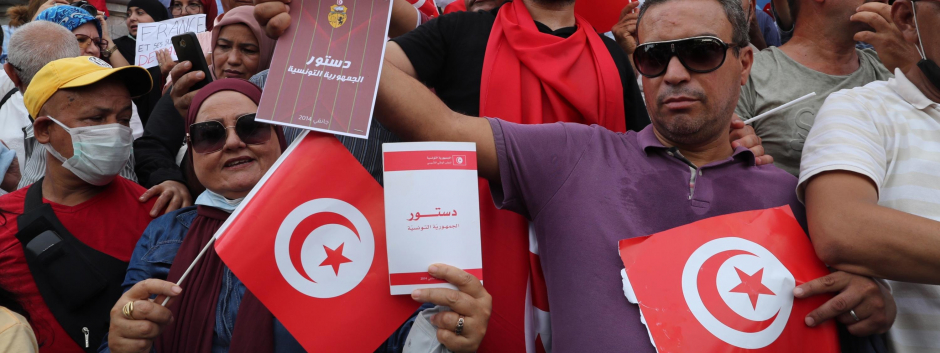 Manifestación contra el presidente de Túnez, Kaid Saied