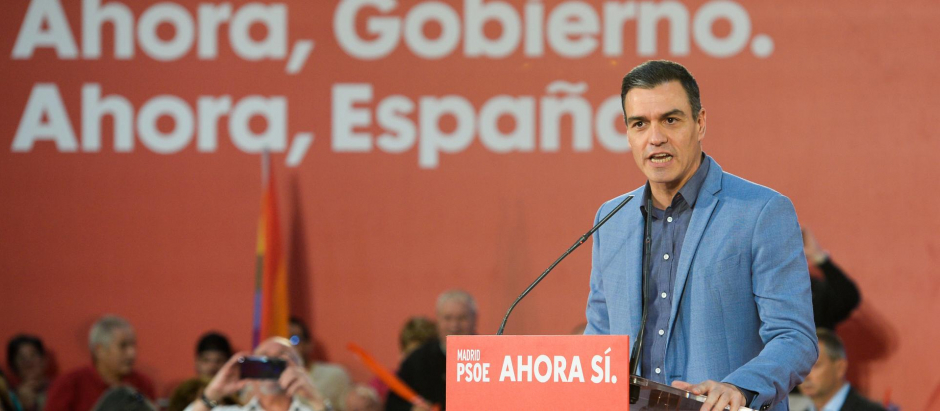 El presidente del Gobierno, Pedro Sánchez, en la campaña electoral de noviembre 2019