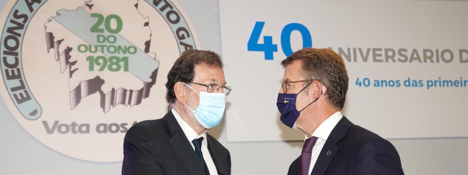 El expresidente del Gobierno Mariano Rajoy y el presidente de la Xunta de Galicia, Alberto Núñez Feijóo