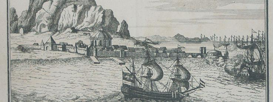 Grabado «La captura de Gibraltar», de 1704