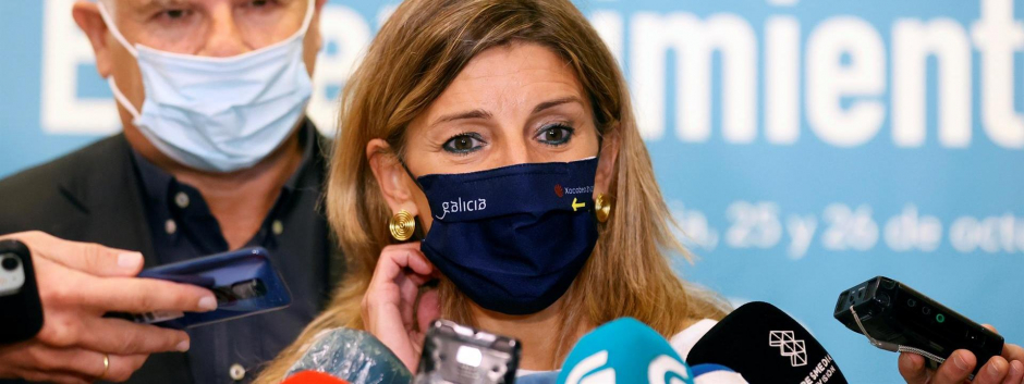 La vicepresidenta segunda del Gobierno, Yolanda Díaz, en el Foro Económico y Social de Galicia