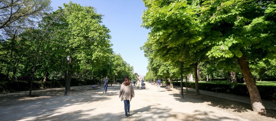Varias personas pasean por el Parque de El Retiro, en Madrid