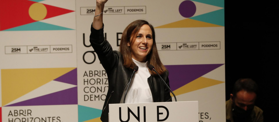 Ione Belarra durante un evento de Unidas Podemos en octubre