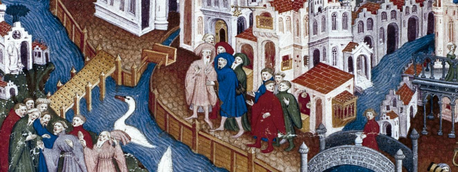 Detalle de la portada. «Elogio de la Edad Media. De Constantino a Leonardo» por Jaume Aurell
