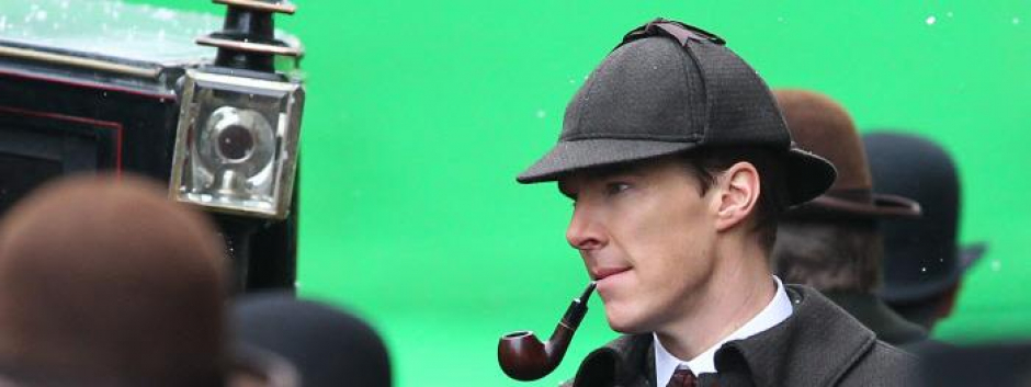 Benedict Cumberbatch, en el rodaje del especial de Navidad de 'Sherlock' en 2015