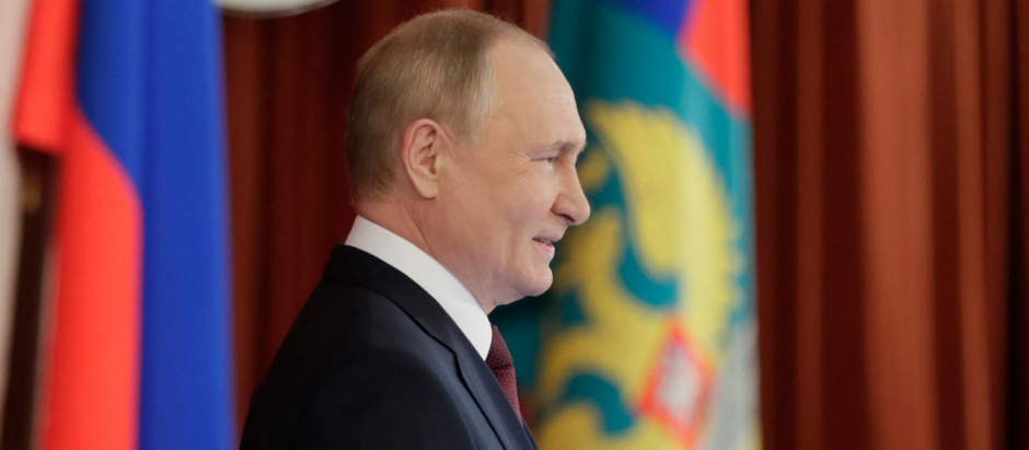 El presidente ruso Vladimir Putin pronuncia un discurso en Moscú