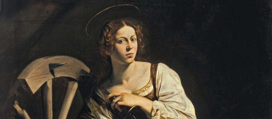 Pintura de santa Catalina de Alejandría, por Michelangelo Caravaggio