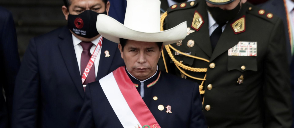 El presidente de Perú, Pedro Castillo, durante la inauguración del Congreso en Lima el pasado julio
