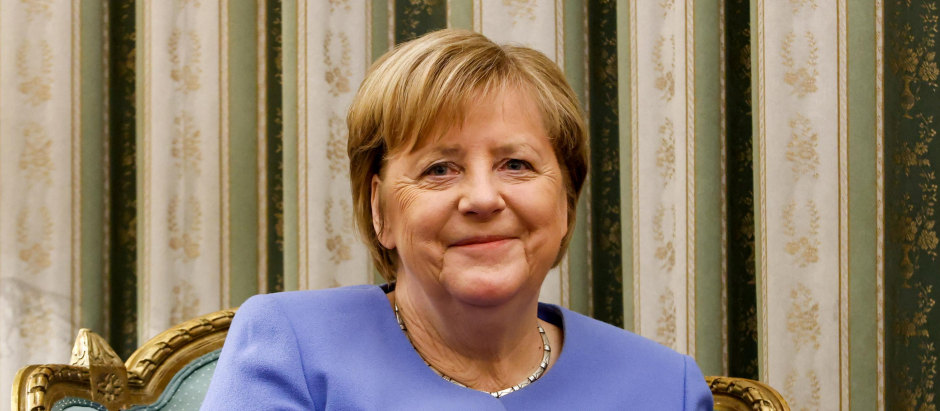 German acting Chancellor Angela Merkel at the Maximos Mansion, in Athens, Greece, October 29, 2021.  *** Local Caption *** .