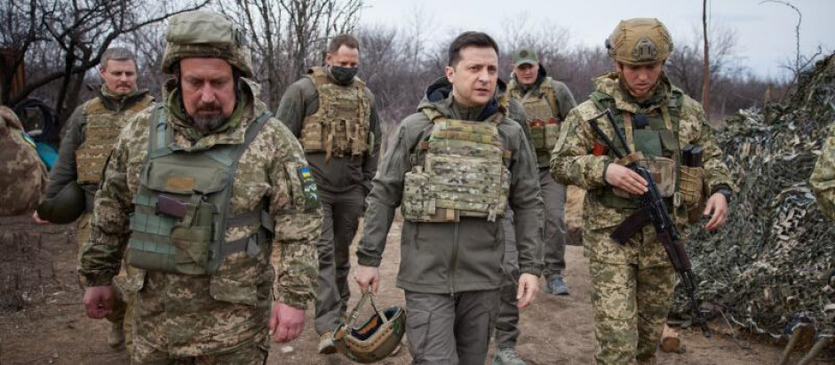 Soldados ucranianos en la frontera