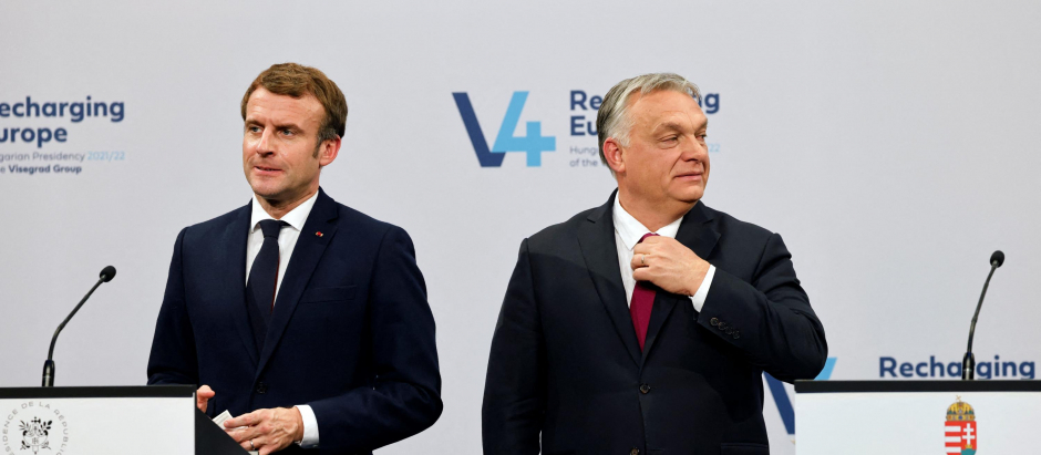 Emmanuel Macron y Viktor Orban en Budapest
