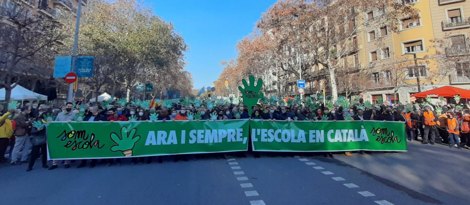 La manifestación de Barcelona ha estado llena de 'esteladas'