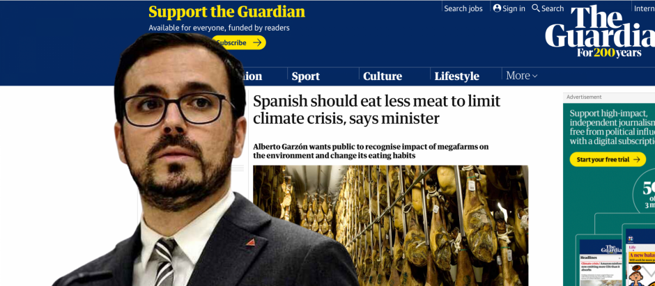 Montaje del ministro de Consumo, Alberto Garzón, sobre su entrevista en The Guardian