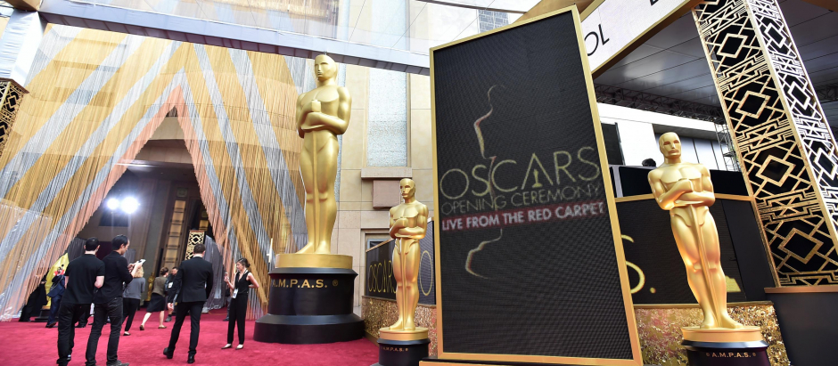 An Academy Award statuette is seen on display at Oscars on Sunday, Feb. 28, 2016, at the Dolby Theatre in Los Angeles.
