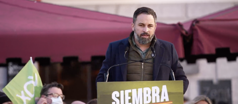 Santiago Abascal, este sábado en Valladolid, durante el acto de presentación de su candidato a la Junta de Castilla y León