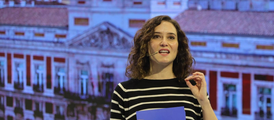 Isabel Díaz Ayuso en el congreso autonómico del PP, en León
