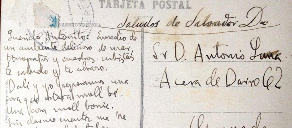 Postal de Federico García Lorca y Salvador Dalí a Antonio de Luna