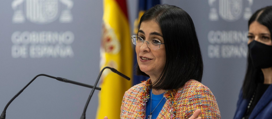 La ministra de Sanidad, Carolina Darias, durante la rueda de prensa posterior a la reunión del Consejo Interterritorial de Salud de esta semana