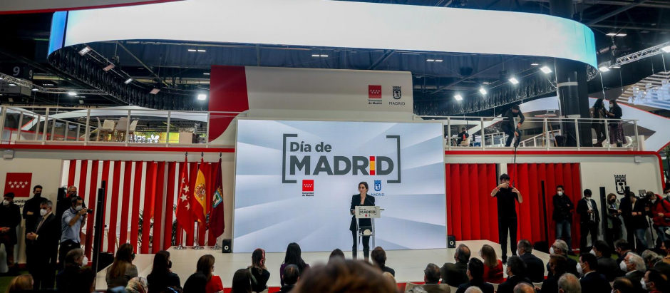 La presidenta de la Comunidad de Madrid, Isabel Díaz Ayuso, comparece en el Día de Madrid en Fitur 2022