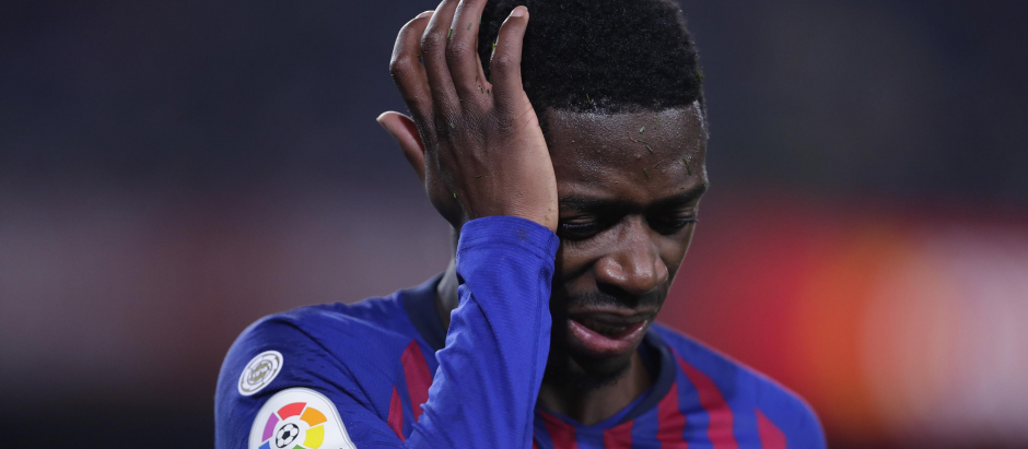 El jugador lamenta una ocasión en un partido con el Barça