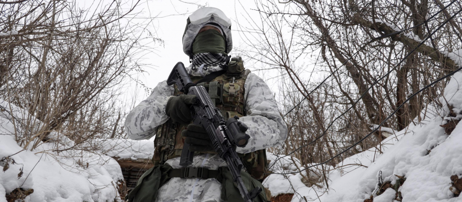 Soldado Ucraniano Donetsk Donbás Ucrania Rusia