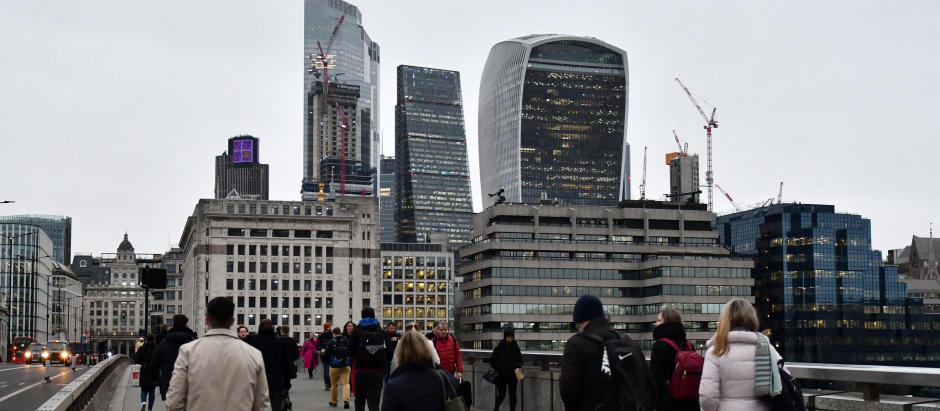 Vista panorámica de la zona financiera de Londres