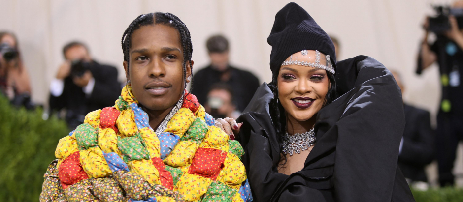 Singers Rihanna and ASAP Rocky attend The Metropolitan Museum of Art's Costume Institute benefit gala celebrating the opening of the "In America: A Lexicon of Fashion" exhibition on Monday, Sept. 13, 2021, in New York