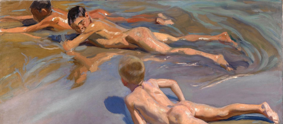 Chicos en la playa, lienzo de Joaquín Sorolla