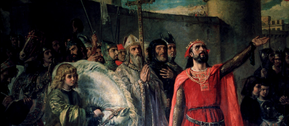 Alfonso X tomando posesión del Mar, óleo de Matías Moreno