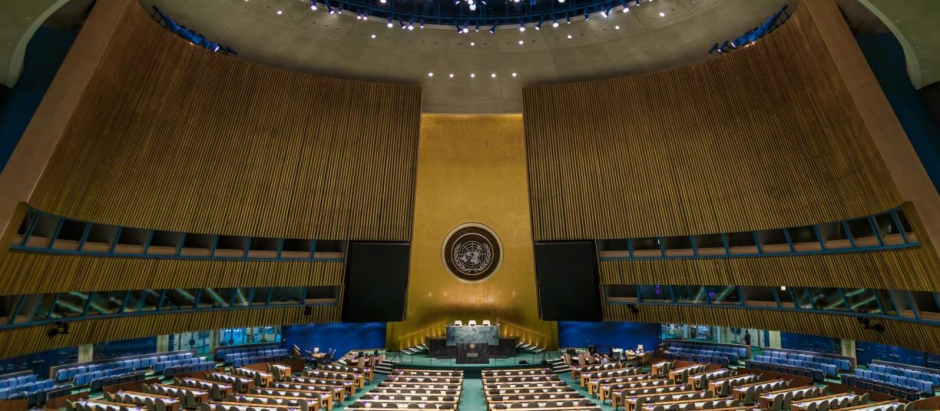 Vista del salón de sesiones de la ONU en Nueva York