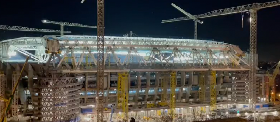 El Real Madrid ha realizado pruebas de iluminación en su estadio todavía en obras