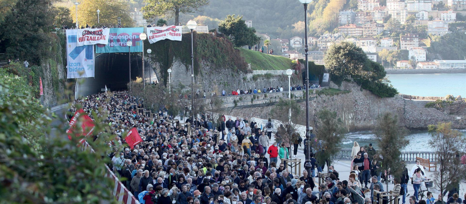 Manifestación de apoyo a los presos celebrada el pasado octubre en San Sebastián