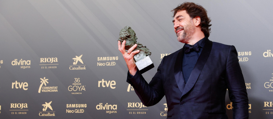 Actor Javier Bardem in the press room during the 36th annual Goya Film Awards in Valencia on Saturday 12 February, 2022.
pictured: mejor actor principal "el buen patron"