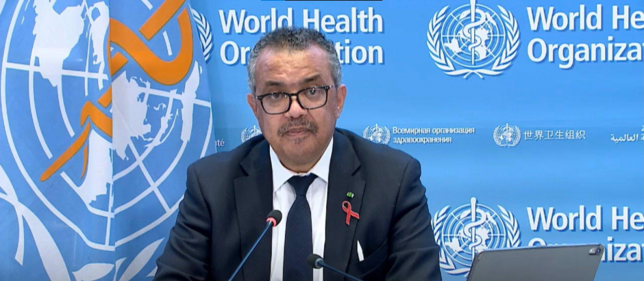 El director general de la Organización Mundial de la Salud (OMS), Tedros Adhanom Ghebreyesus, en rueda de prensa tras la Asamblea Mundial de la Salud