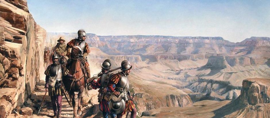 La conquista del Colorado, óleo de Augusto Ferrer-Dalmau que retrata la expedición de Francisco Vázquez de Coronado.