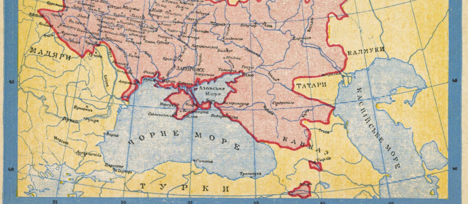 Mapa de Ucrania en 1919 en una postal de correos