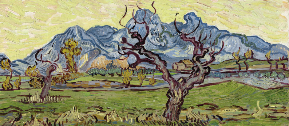 "Champs près des Alpilles", una de las obras que pintó Vincent van Gogh mientras estaba ingresado en el hospital psiquiátrico de Saint-Remy, que ha sido valorada en unos 45 millones de dólares